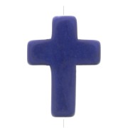 16.5x12mm imitation gemstone Cross bead - Lapis lazuli x1