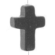 16.5x12mm imitation gemstone Cross bead - Black Onyx x1
