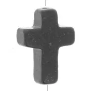 16.5x12mm imitation gemstone Cross bead - Black Onyx x1