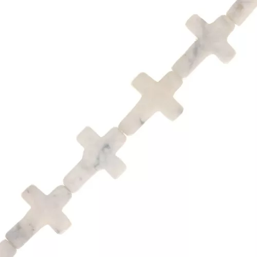 16.5x12mm imitation gemstone Cross bead - Howlite x1