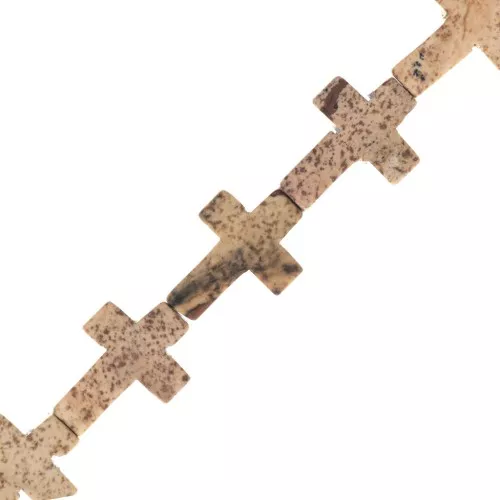 16.5x12mm imitation gemstone Cross bead - Picture Jasper x1