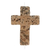 16.5x12mm imitation gemstone Cross bead - Picture Jasper x1