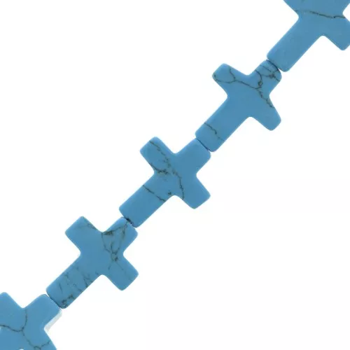 16.5x12mm imitation gemstone Cross bead - Turquoise x1