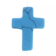 16.5x12mm imitation gemstone Cross bead - Turquoise x1