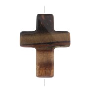 16.5x12mm imitation gemstone Cross bead - Tiger Eye x1
