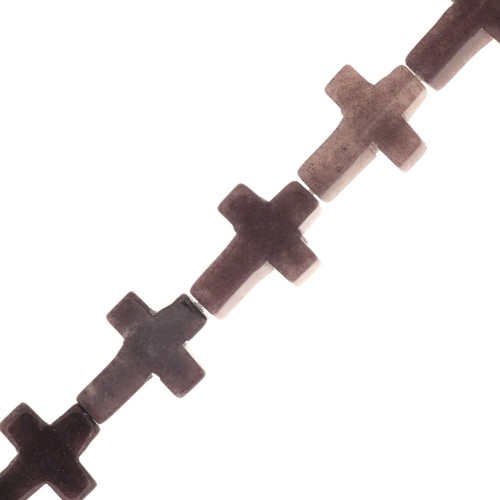 16.5x12mm imitation gemstone Cross bead - Jasper poppy x1