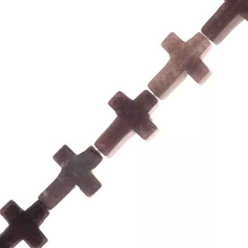 16.5x12mm imitation gemstone Cross bead - Jasper poppy x1