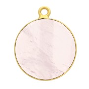 16mm 925 Sterling Silver Round Pendant - Rose gold - Fine Gold Plated x1