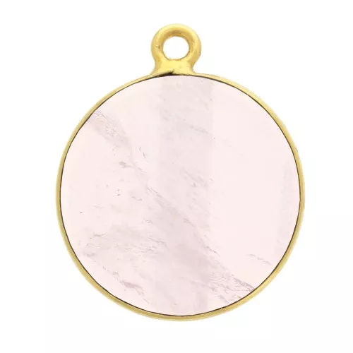 16mm 925 Sterling Silver Round Pendant - Rose gold - Fine Gold Plated x1
