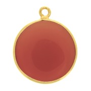 16mm 925 Sterling Silver Round Pendant dyed Carnelian - Fine Gold Plated x1|raw }}