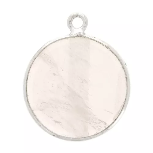 16mm 925 Sterling Silver Round Gemstone Pendant - Rose Quartz x1