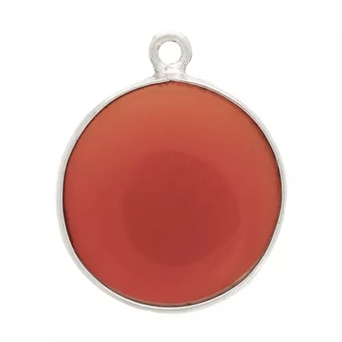 16mm 925 Sterling Silver Round Gemstone Pendant dyed Carnelian x1