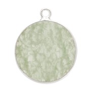16mm 925 Sterling Silver Round Gemstone Pendant - Aventurine x1