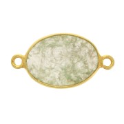 14x10mm 925 Sterling Silver Oval connector with Aventurine - Fine Gold plated x1|raw }}