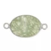 15x10mm 925 Sterling Silver Oval connector with Gemstone - Aventurine x1