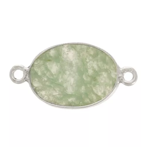15x10mm 925 Sterling Silver Oval connector with Gemstone - Aventurine x1