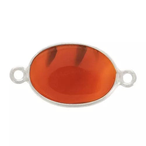 15x10mm 925 Sterling Silver Oval connector with Gemstone dyed Carnelian x1