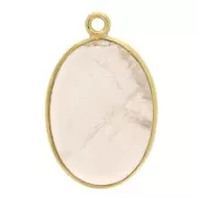 Pendentif ovale pierre gemme 22x14 mm Argent 925 Doré à l'or fin - Quartz rose x1