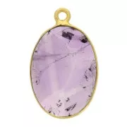 Pendentif ovale pierre gemme 22x14 mm Argent 925 Doré à l'or fin - Amethyste x1