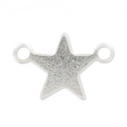 Stars spacer smooth finish 2 loops 10x7mm Silver tone x4