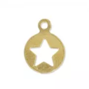 Hollow stars charms 8mm fine Gold plated x5