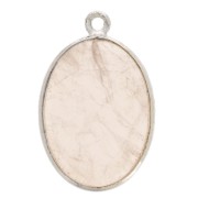 22x14mm 925 Sterling Silver Oval Gemstone Pendant - Rose Quartz x1|raw }}