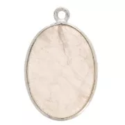 Pendentif ovale pierre gemme 22x14 mm Argent 925 - Quartz rose x1