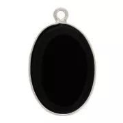 Pendentif ovale pierre gemme 22x14 mm Argent 925 - Onyx noir x1