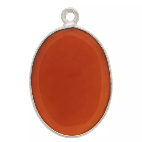 22x14mm 925 Sterling Silver Oval Gemstone Pendant dyed Carnelian x1