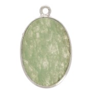 22x14mm 925 Sterling Silver Oval Gemstone Pendant - Aventurine x1