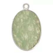 Pendentif ovale pierre gemme 22x14 mm Argent 925 - Aventurine x1
