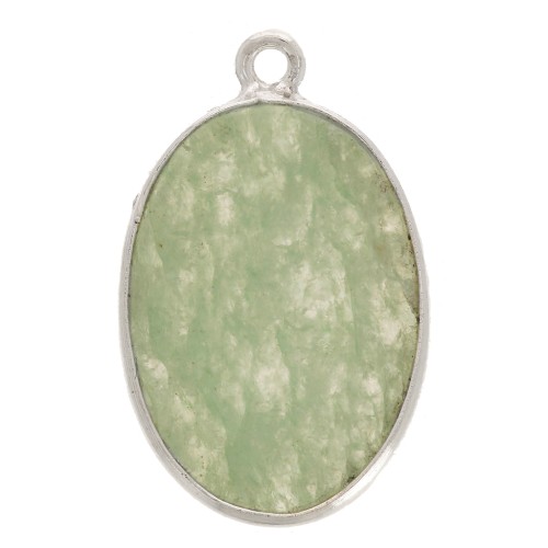 22x14mm 925 Sterling Silver Oval Gemstone Pendant - Aventurine x1