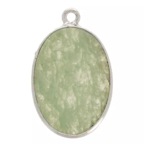22x14mm 925 Sterling Silver Oval Gemstone Pendant - Aventurine x1