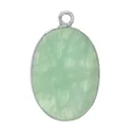 Pendentif ovale pierre gemme 22x14 mm Argent 925 - Amazonite x1