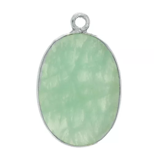 22x14mm 925 Sterling Silver Oval pendant - Amazonite x1