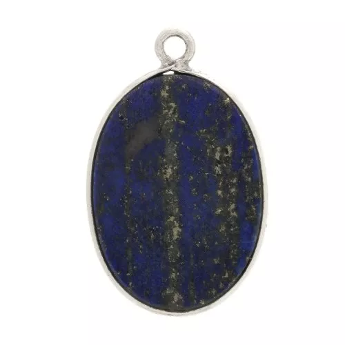 22x14mm 925 Sterling Silver Oval pendant - Lapis lazuli x1