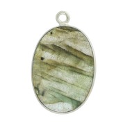 22x14mm 925 Sterling Silver Oval pendant - Labradorite x1