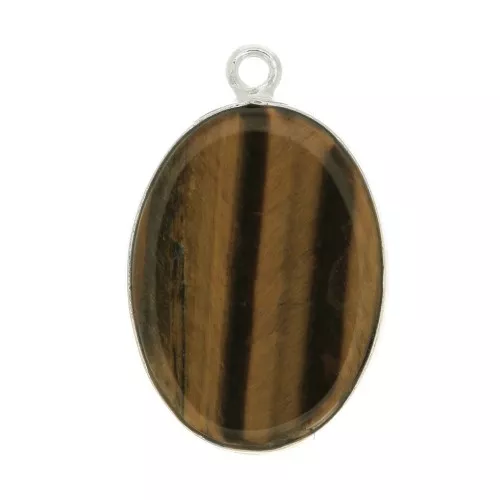 22x14mm 925 Sterling Silver Oval pendant - Tiger Eye x1
