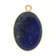 Pendentif ovale pierre gemme 22x14 mm Argent 925 Doré à l'or fin - Lapis lazuli x1