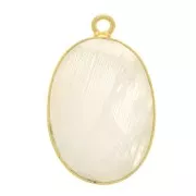 Pendentif ovale pierre gemme 22x14 mm Argent 925 Doré à l'or fin - Pierre de lune