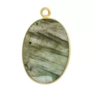 Pendentif ovale pierre gemme 22x14 mm Argent 925 Doré à l'or fin - Labradorite x1