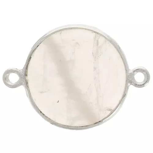 16mm 925 Sterling Silver Round Gemstone connector - Rose Quartz x1