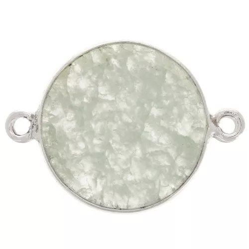 16mm 925 Sterling Silver Round Gemstone connector - Aventurine x1
