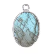 18x11mm 925 Sterling Silver Oval pendant - Labradorite x1