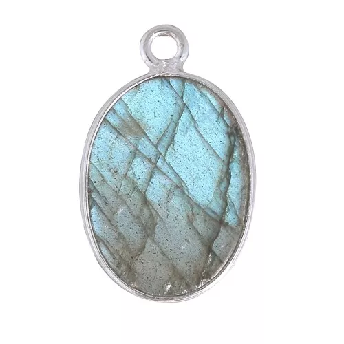 18x11mm 925 Sterling Silver Oval pendant - Labradorite x1