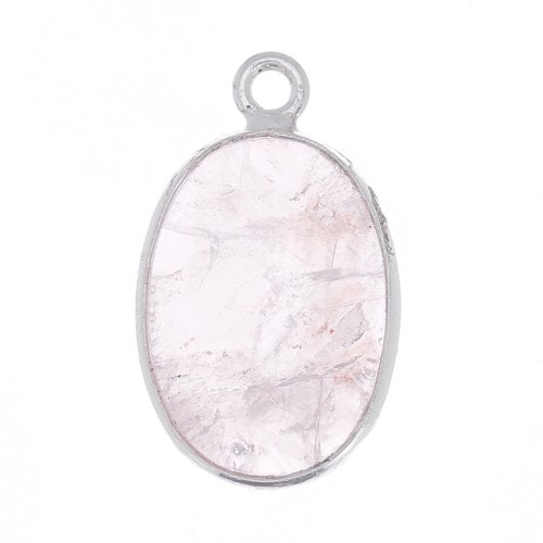 18x11mm 925 Sterling Silver Oval pendant - Rose Quartz x1