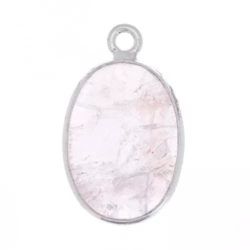 18x11mm 925 Sterling Silver Oval pendant - Rose Quartz x1