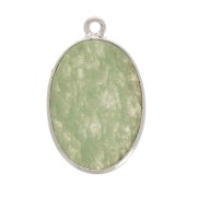 18x11mm 925 Sterling Silver Oval pendant - Aventurine x1