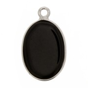 18x11mm 925 Sterling Silver Oval pendant - Black Onyx x1|raw }}