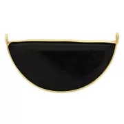 33x19mm 925 St. Silver connector for necklace - Black Onyx - Fine Gold Plated x1